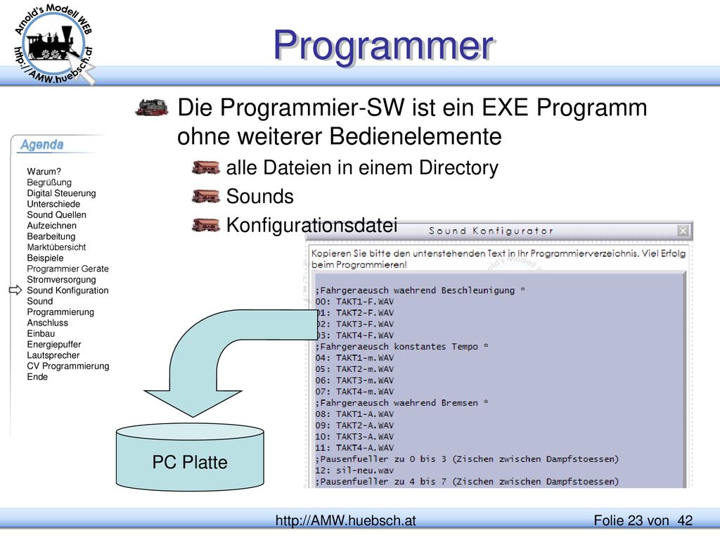 Programmer Die Programmier-SW ist ein EXE Programm ohne weiterer Bedienelemente. alle Dateien in einem Directory.