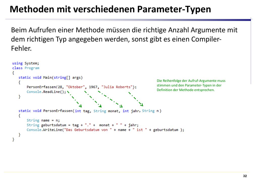 Methoden mit verschiedenen Parameter-Typen