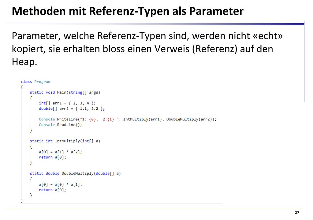 Methoden mit Referenz-Typen als Parameter
