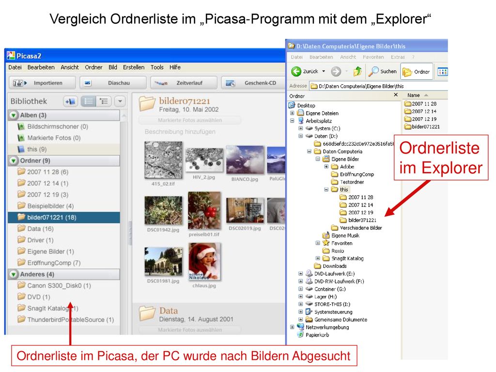 Ordnerliste im Explorer