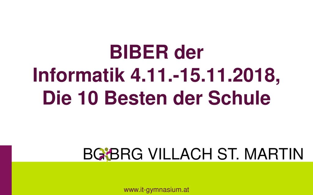 BIBER der Informatik , Die 10 Besten der Schule