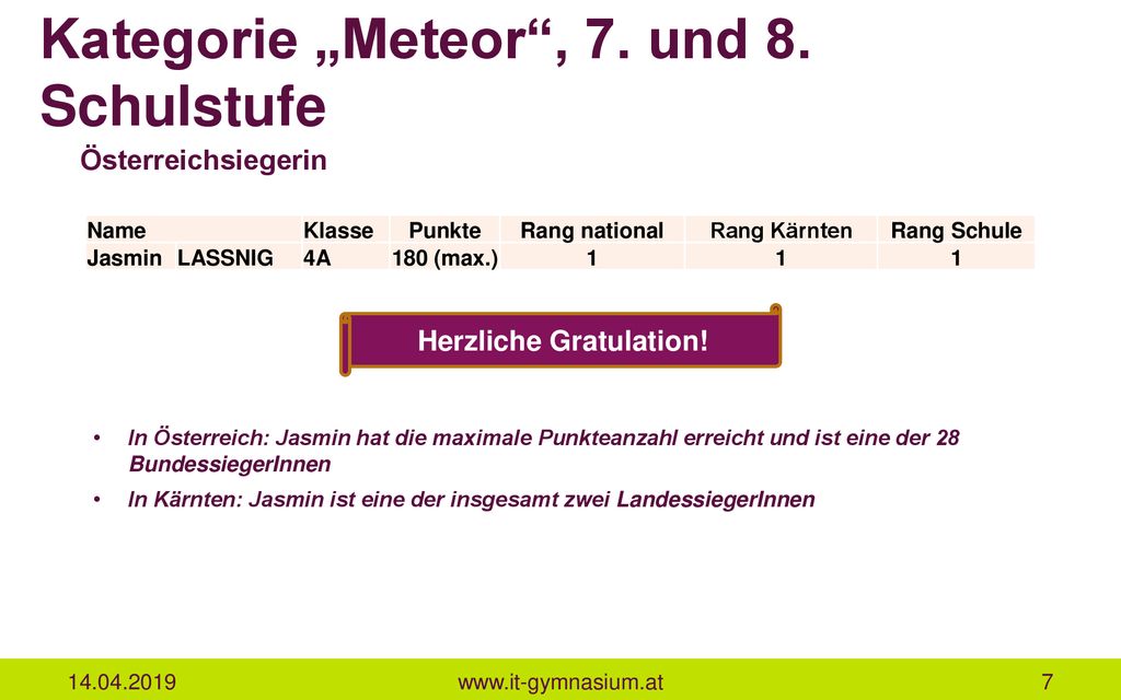 Kategorie „Meteor , 7. und 8. Schulstufe
