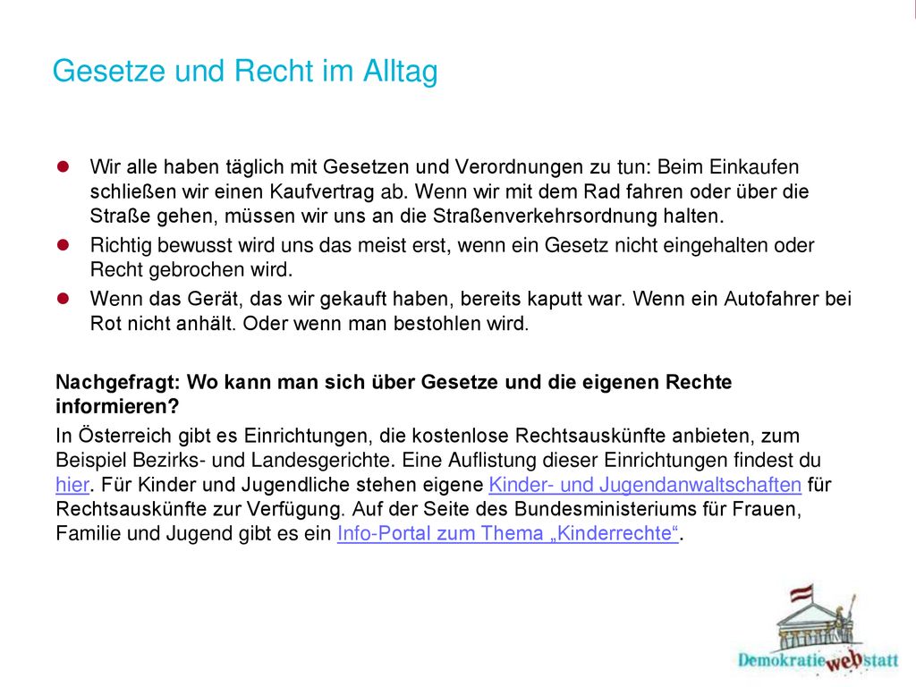 Gesetze und Recht im Alltag