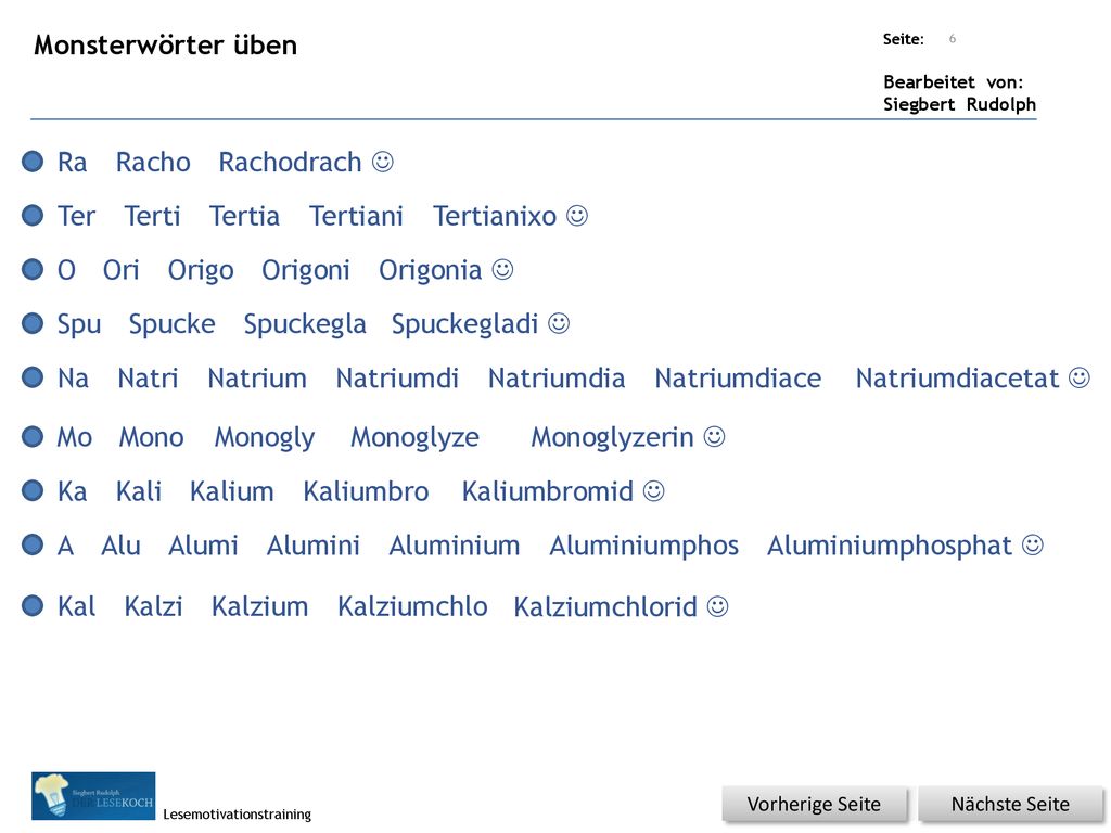 Monsterwörter üben Ra Racho Rachodrach  Ter Terti Tertia Tertiani