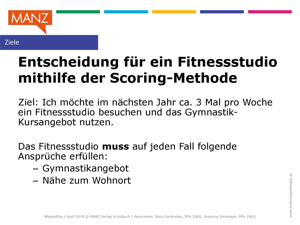 Entscheidung für ein Fitnessstudio mithilfe der Scoring-Methode