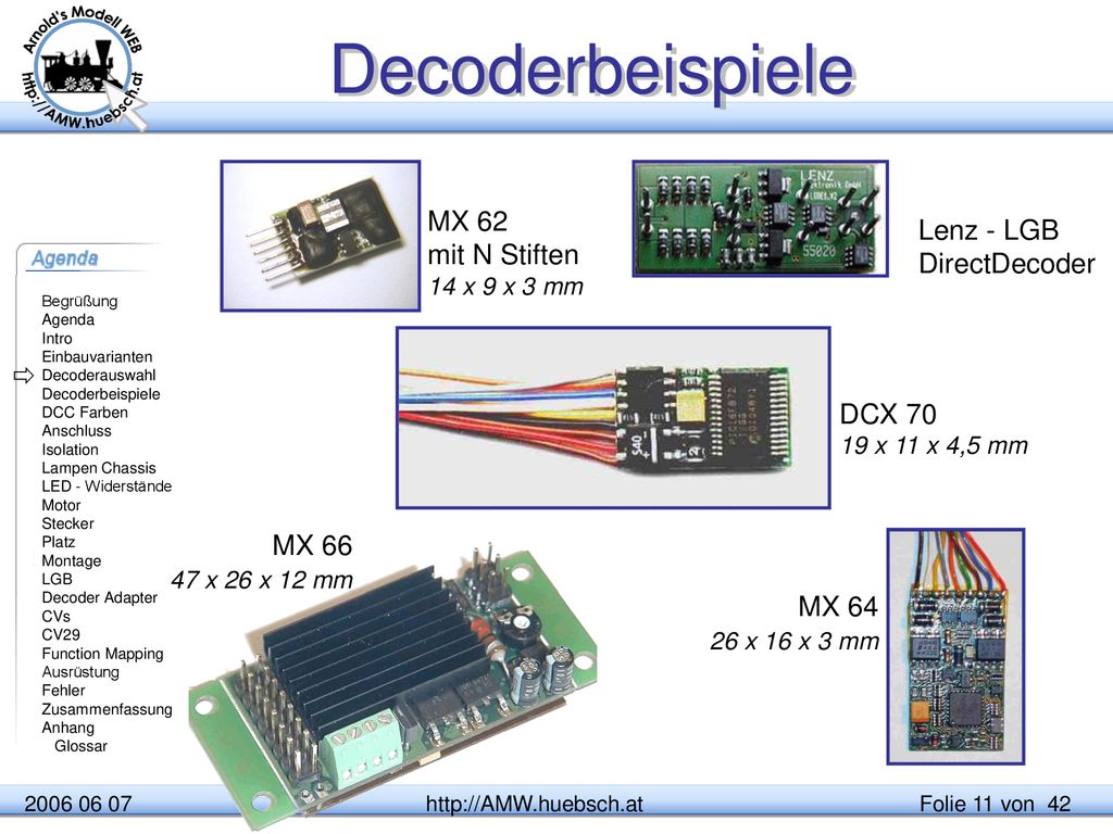 Decoderbeispiele MX 62 mit N Stiften 14 x 9 x 3 mm