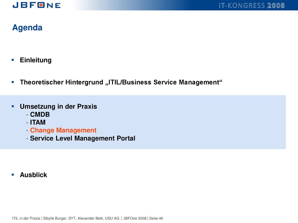 Agenda Einleitung. Theoretischer Hintergrund „ITIL/Business Service Management Umsetzung in der Praxis.