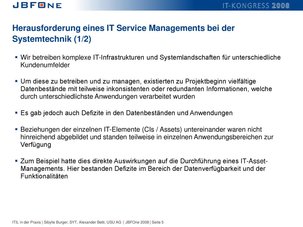 Herausforderung eines IT Service Managements bei der Systemtechnik (1/2)