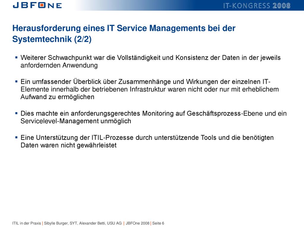 Herausforderung eines IT Service Managements bei der Systemtechnik (2/2)