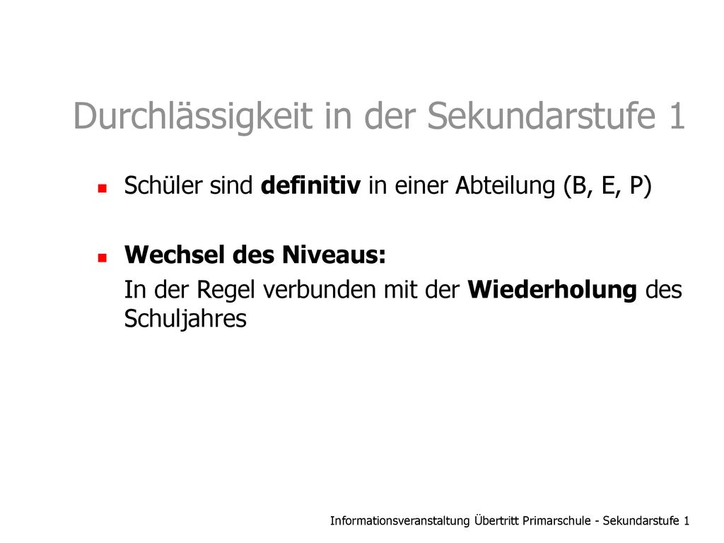 Von der Primarstufe in die Sekundarstufe I ppt herunterladen