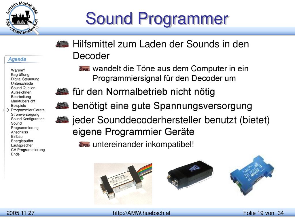 Sound Programmer Hilfsmittel zum Laden der Sounds in den Decoder