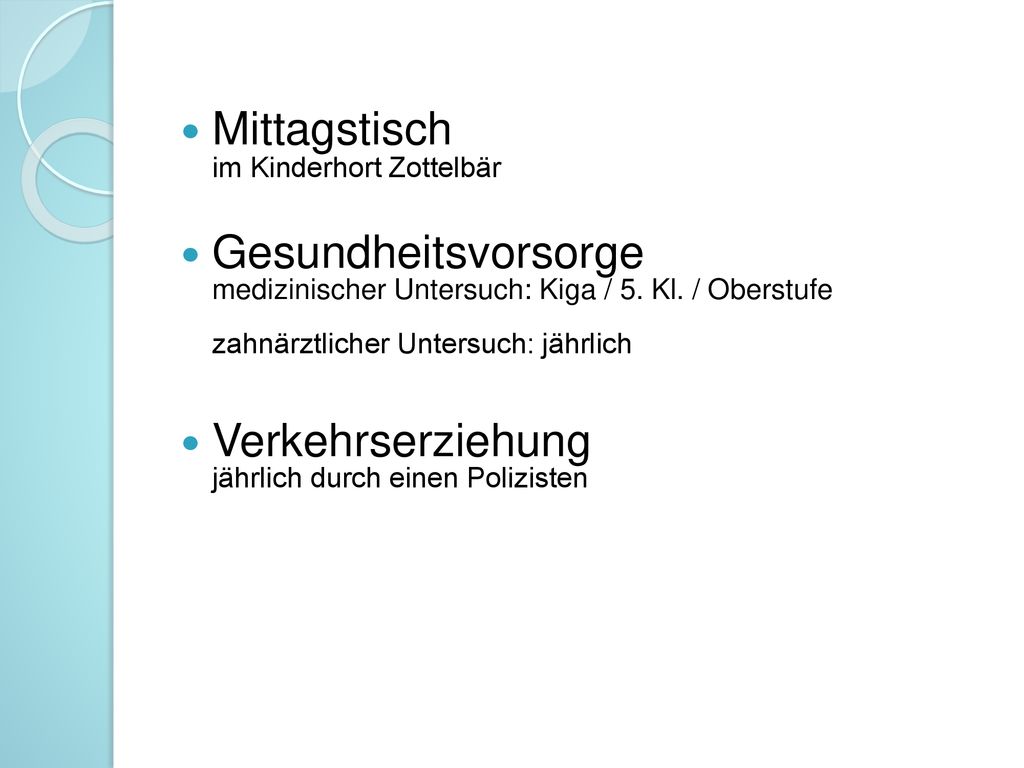 Mittagstisch im Kinderhort Zottelbär