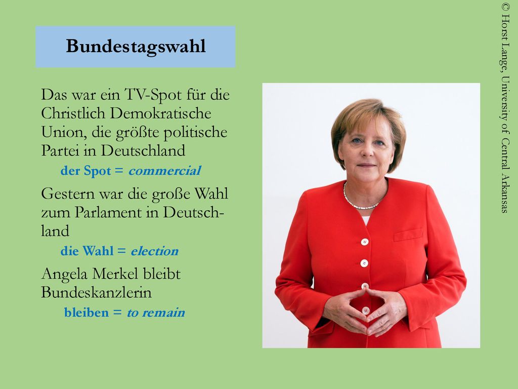 Bundestagswahl Das war ein TV-Spot für die Christlich Demokratische Union, die größte politische Partei in Deutschland.