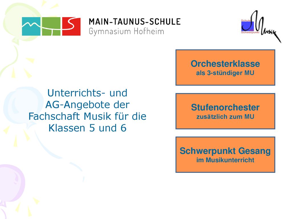 AG-Angebote der Fachschaft Musik für die Klassen 5 und 6