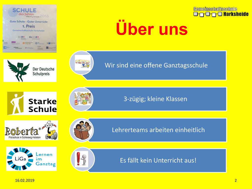 Über uns Wir sind eine offene Ganztagsschule 3-zügig; kleine Klassen
