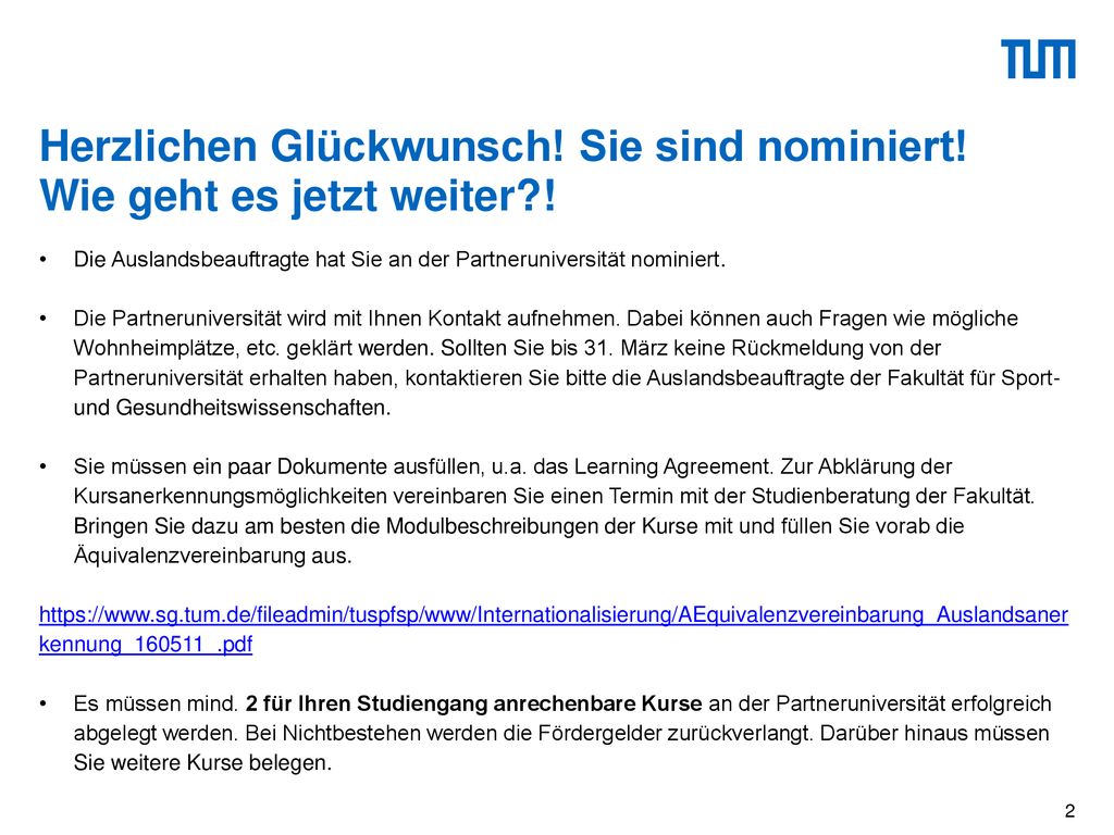 Herzlichen Glückwunsch! Sie sind nominiert! Wie geht es jetzt weiter !
