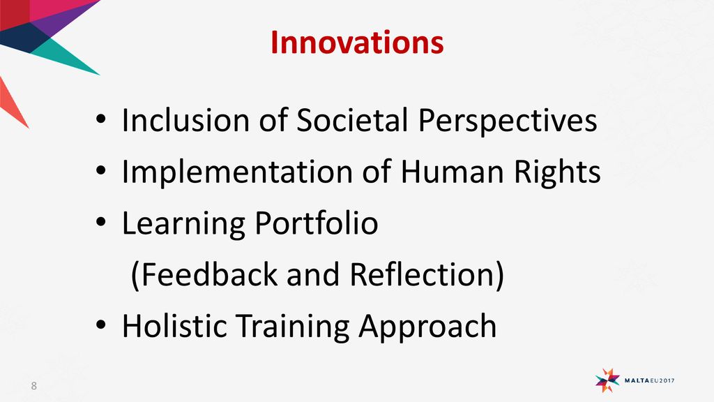 Innovations Inclusion of Societal Perspectives. Implementation of Human Rights. Learning Portfolio.