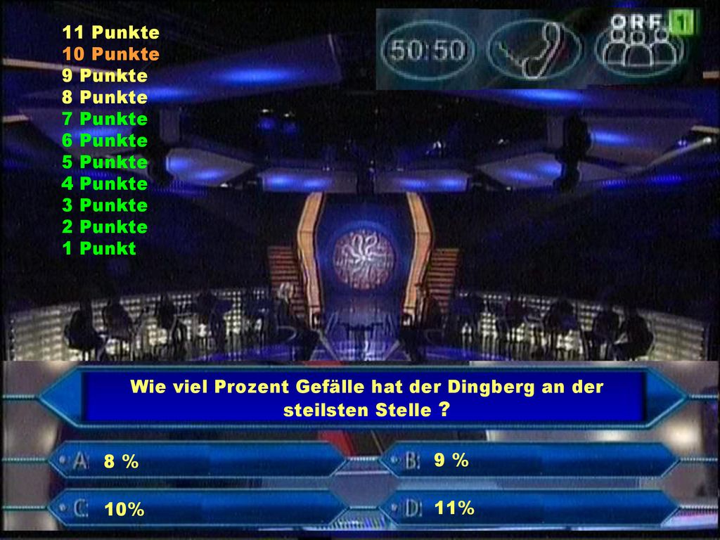 Wie viel Prozent Gefälle hat der Dingberg an der steilsten Stelle