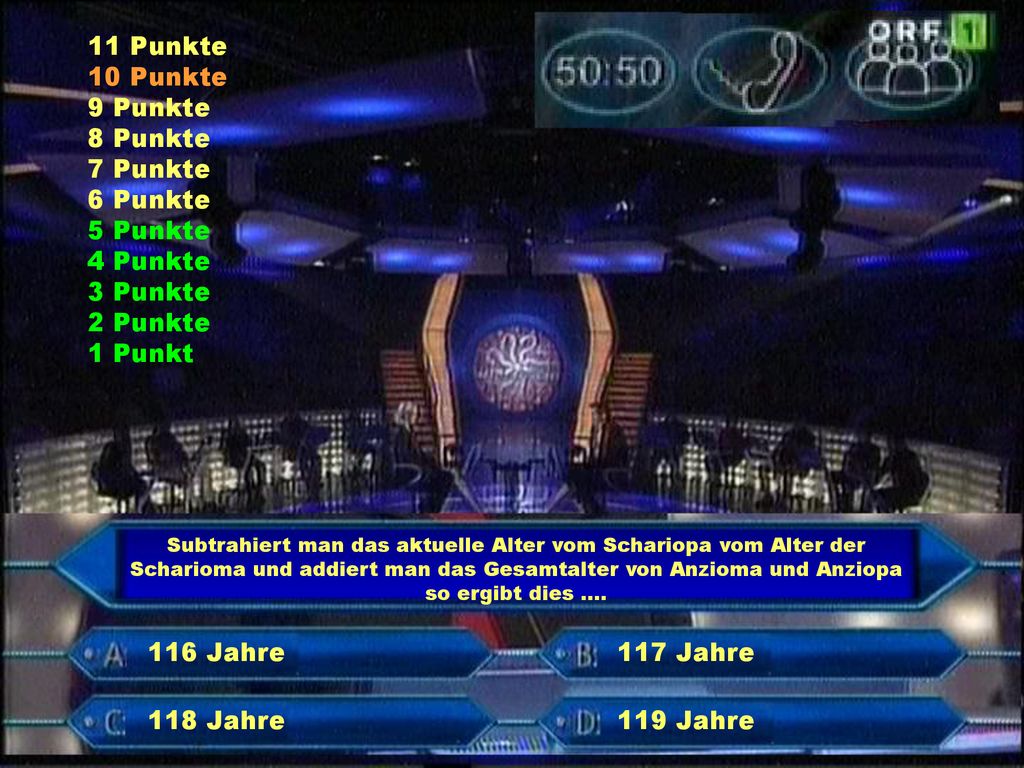 8 Punkte 7 Punkte 6 Punkte 5 Punkte 4 Punkte 3 Punkte 2 Punkte 1 Punkt