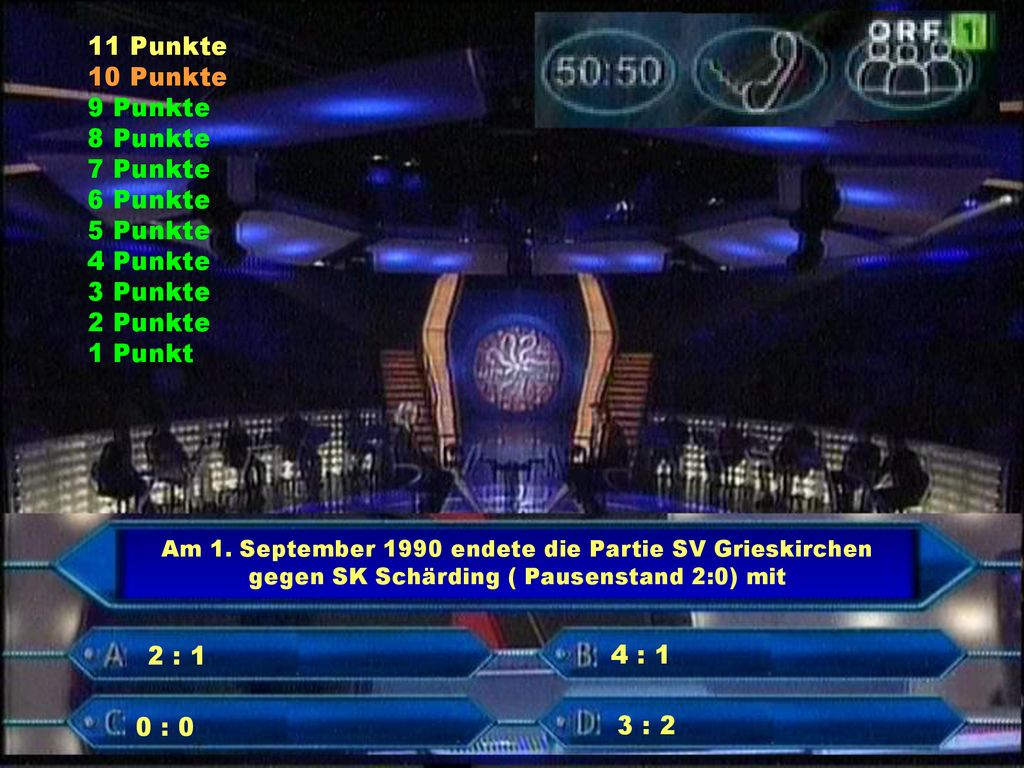 8 Punkte 7 Punkte 6 Punkte 5 Punkte 4 Punkte 3 Punkte 2 Punkte 1 Punkt