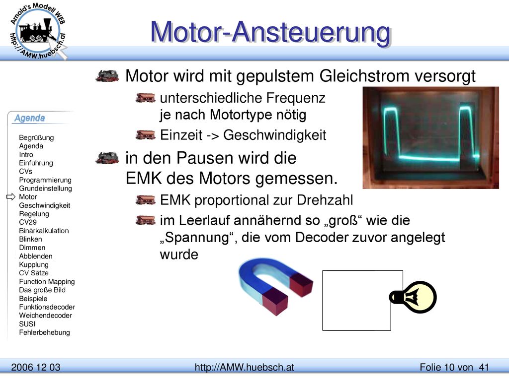 Motor-Ansteuerung Motor wird mit gepulstem Gleichstrom versorgt