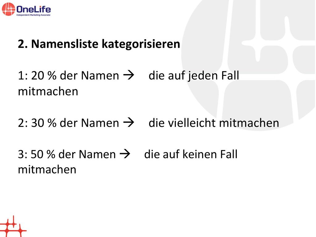 2. Namensliste kategorisieren