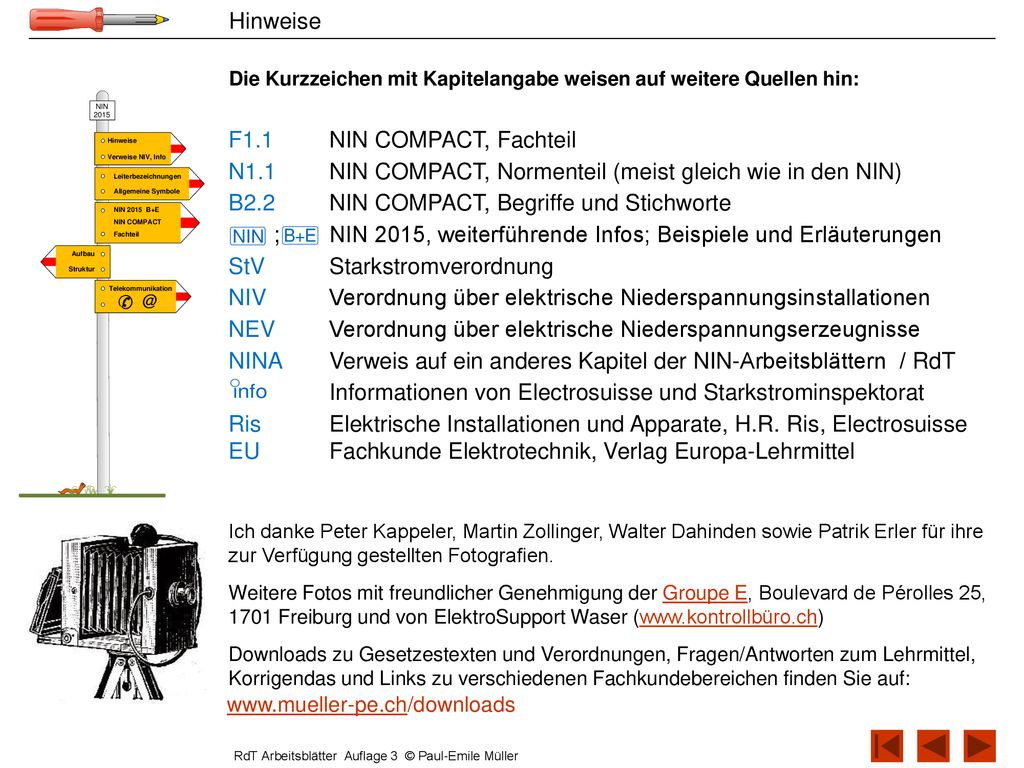N1.1 NIN COMPACT, Normenteil (meist gleich wie in den NIN)