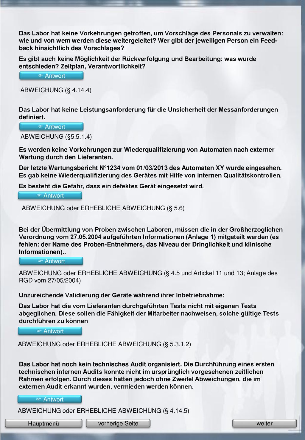 Es besteht die Gefahr, dass ein defektes Gerät eingesetzt wird.