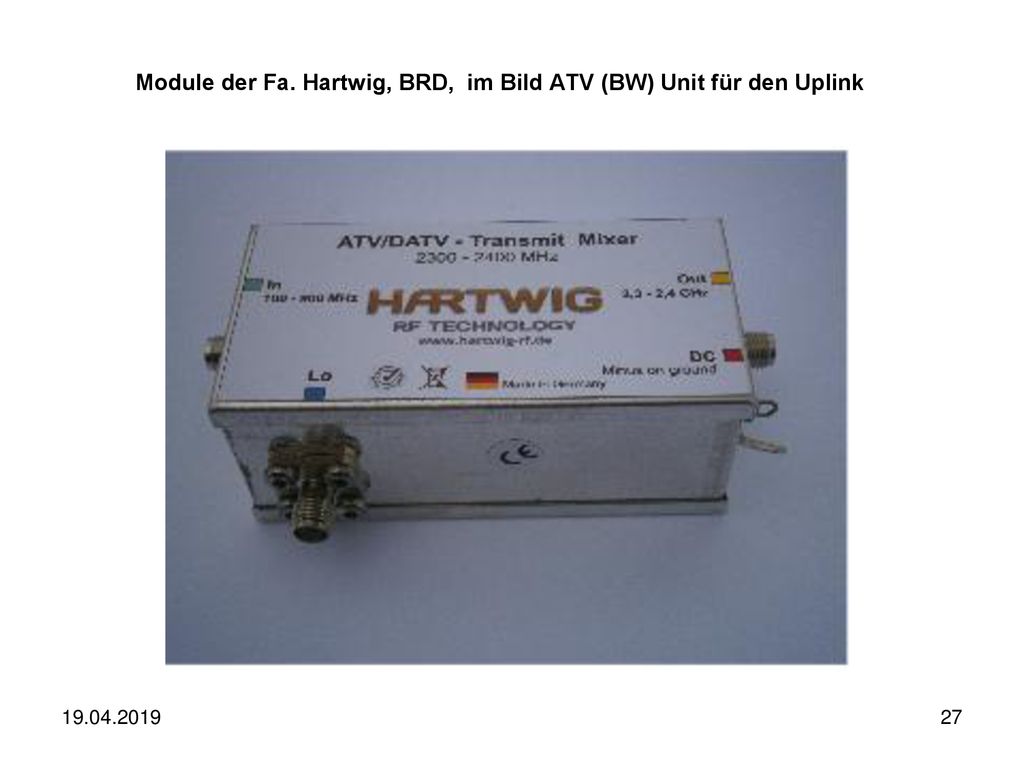 Module der Fa. Hartwig, BRD, im Bild ATV (BW) Unit für den Uplink