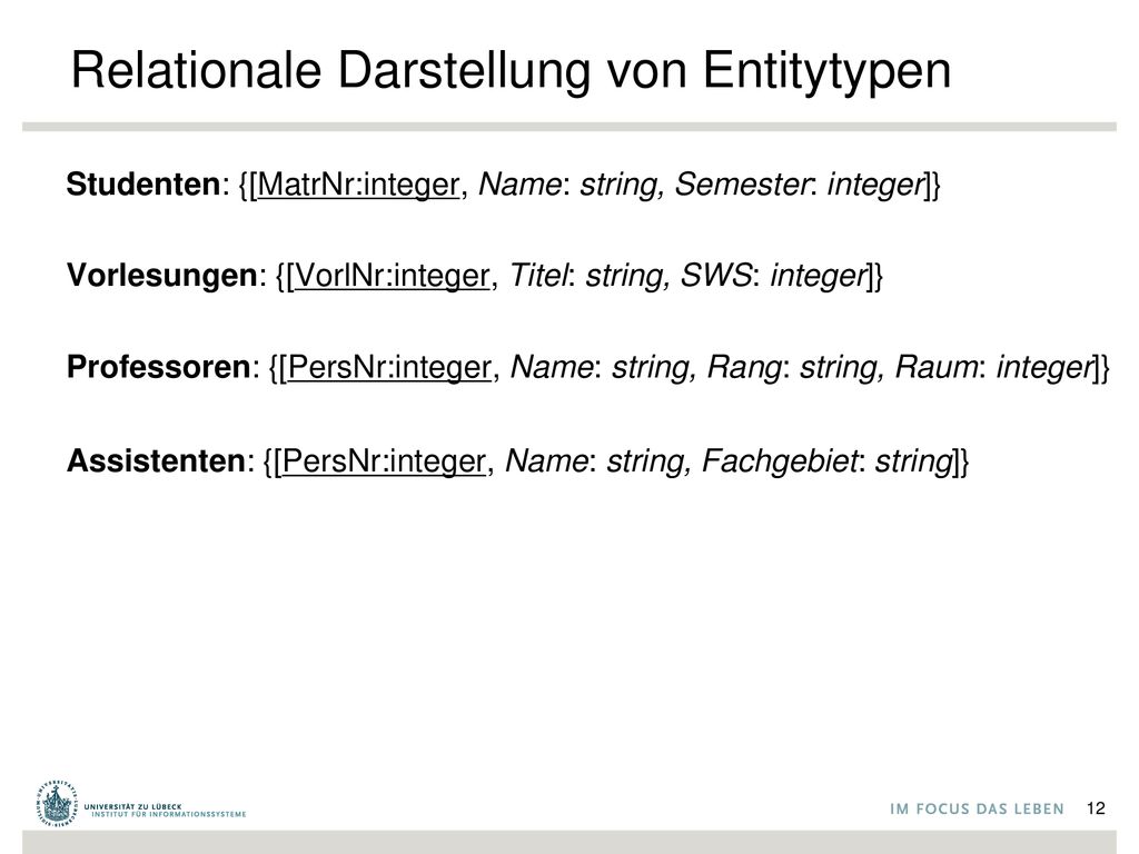 Relationale Darstellung von Entitytypen