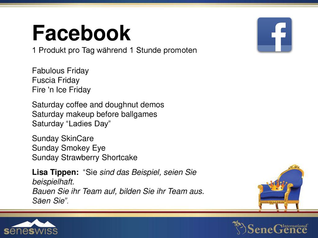 Facebook 1 Produkt pro Tag während 1 Stunde promoten Fabulous Friday