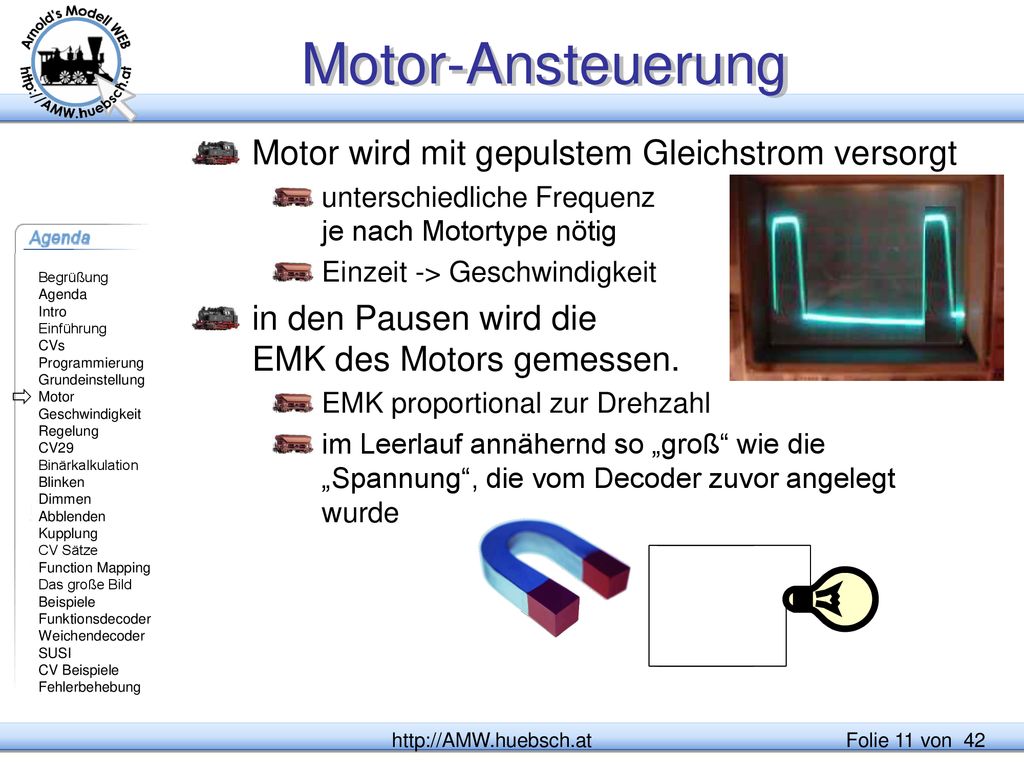 Motor-Ansteuerung Motor wird mit gepulstem Gleichstrom versorgt
