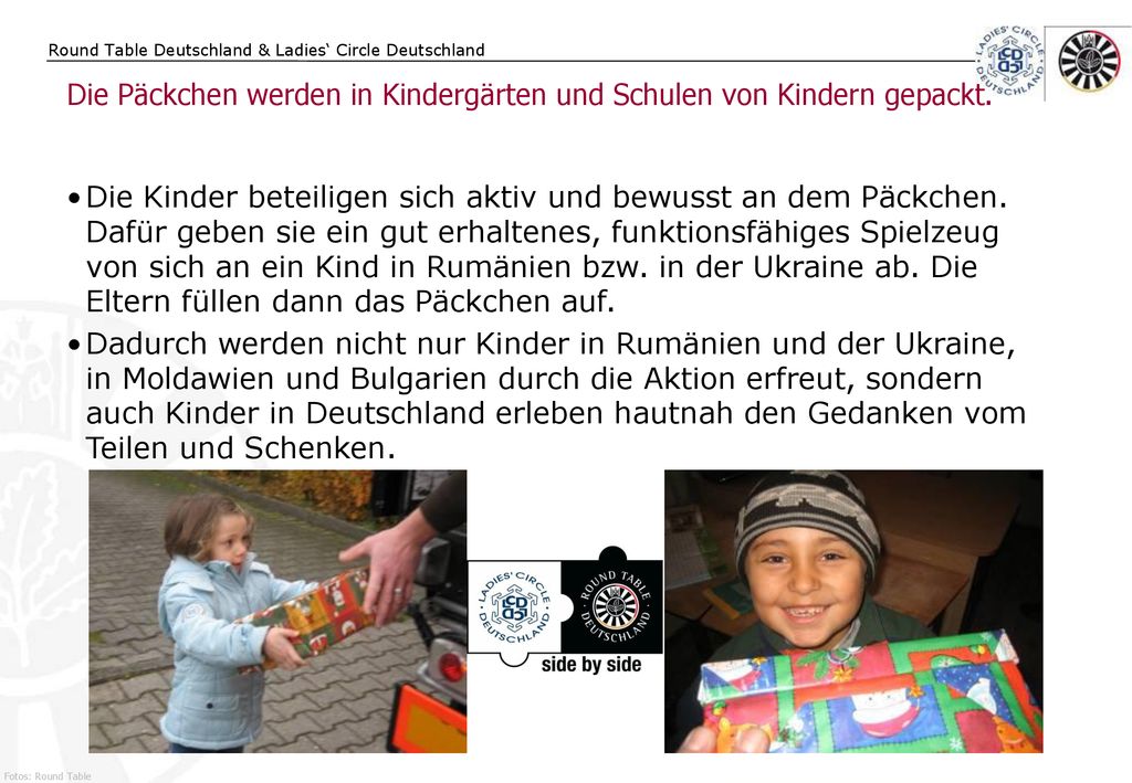 Die Päckchen werden in Kindergärten und Schulen von Kindern gepackt.