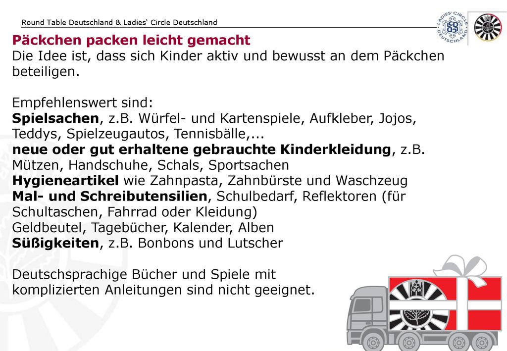 Die Idee ist, dass sich Kinder aktiv und bewusst an dem Päckchen beteiligen.