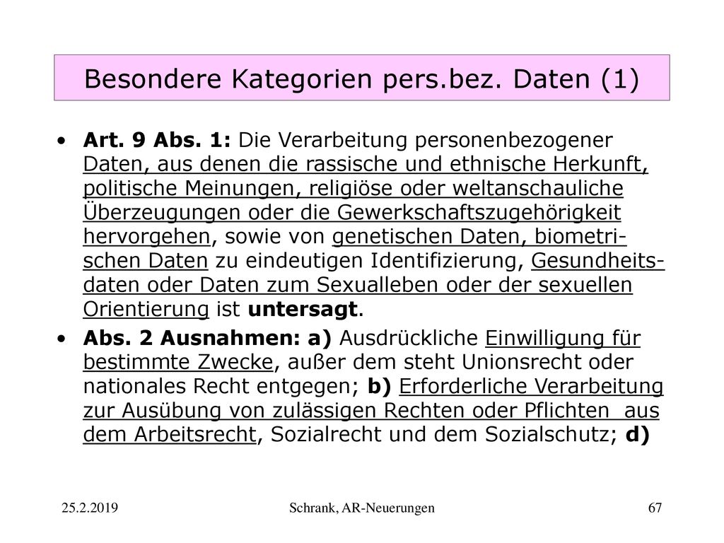 Besondere Kategorien pers.bez. Daten (1)