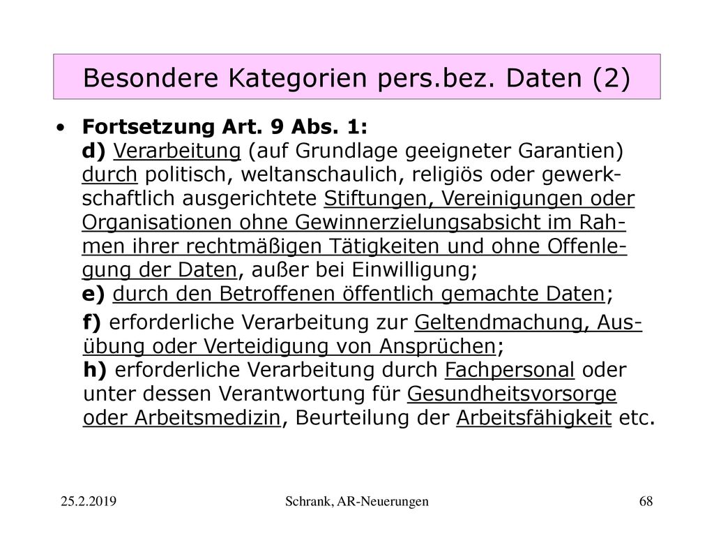 Besondere Kategorien pers.bez. Daten (2)