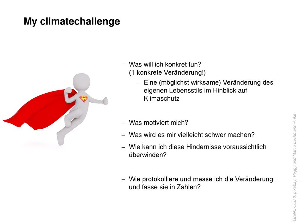 My climatechallenge Was will ich konkret tun (1 konkrete Veränderung!)