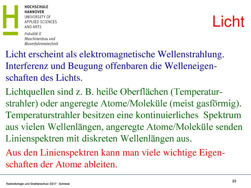 Licht Licht erscheint als elektromagnetische Wellenstrahlung. Interferenz und Beugung offenbaren die Welleneigen-schaften des Lichts.