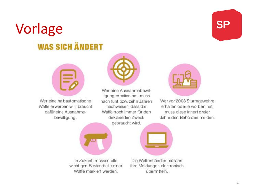 Vorlage Mit der Revision ändert sich (aus SP-Sicht: leider!) nur wenig. Im Prinzip werden nur fünf Dinge angepasst: