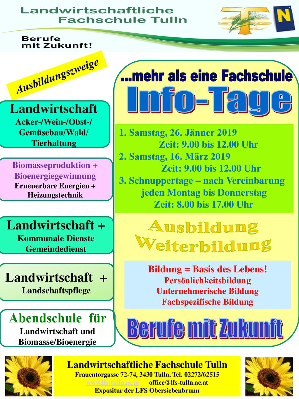 Info-Tage Berufe mit Zukunft Landwirtschaft