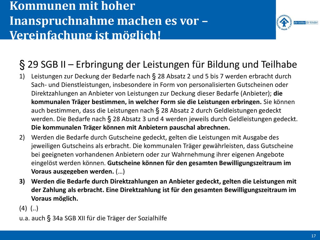 Kommunen mit hoher Inanspruchnahme machen es vor – Vereinfachung ist möglich!