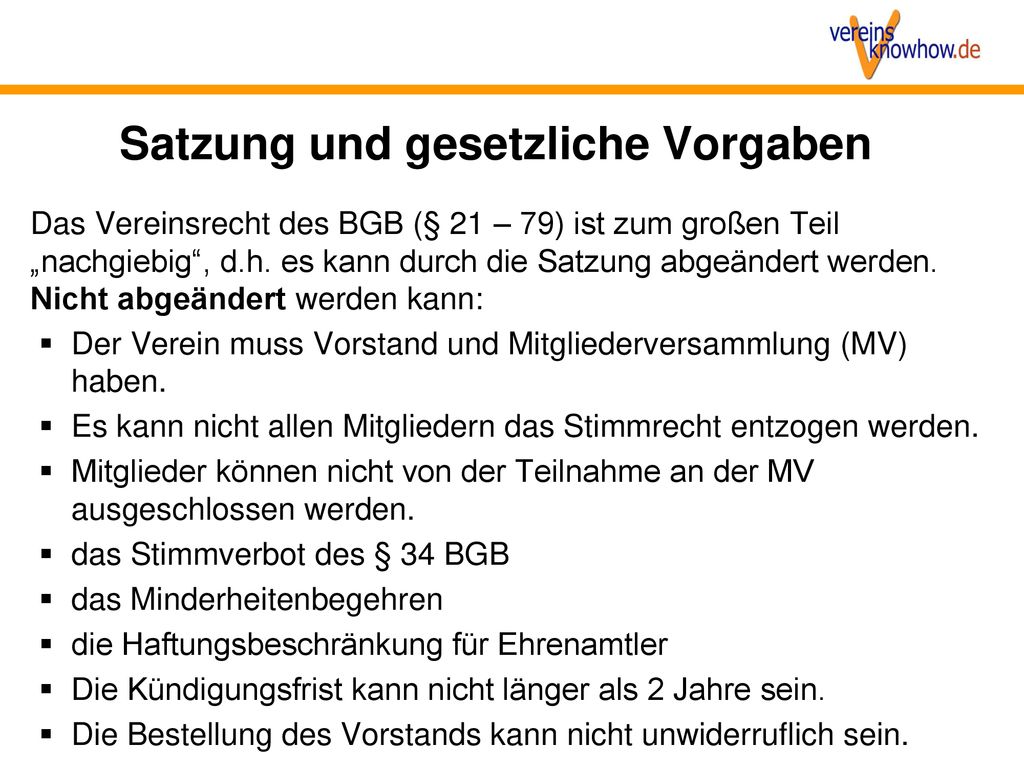 Vereinsatzungen optimieren ppt herunterladen