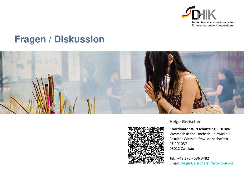 Fragen / Diskussion Helge Gerischer Koordinator Wirtschaftsing. CDHAW