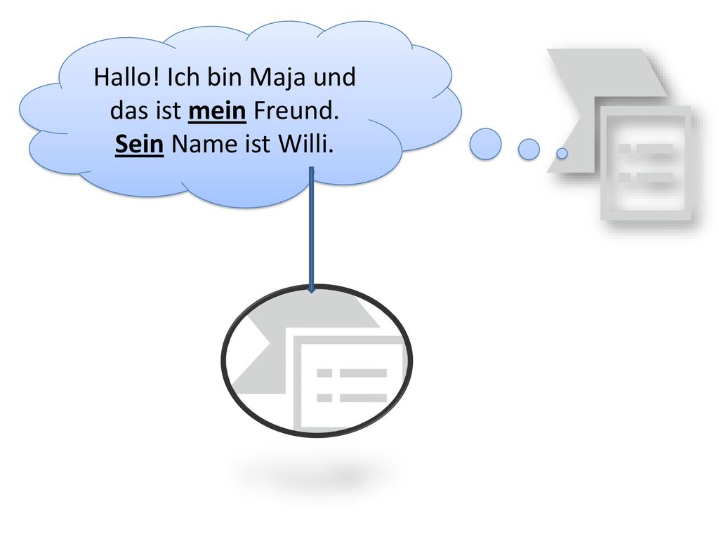 Hallo! Ich bin Maja und das ist mein Freund. Sein Name ist Willi.