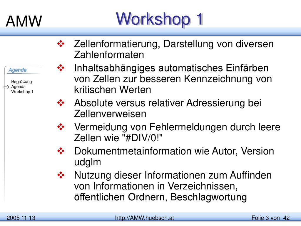 Workshop 1 Zellenformatierung, Darstellung von diversen Zahlenformaten