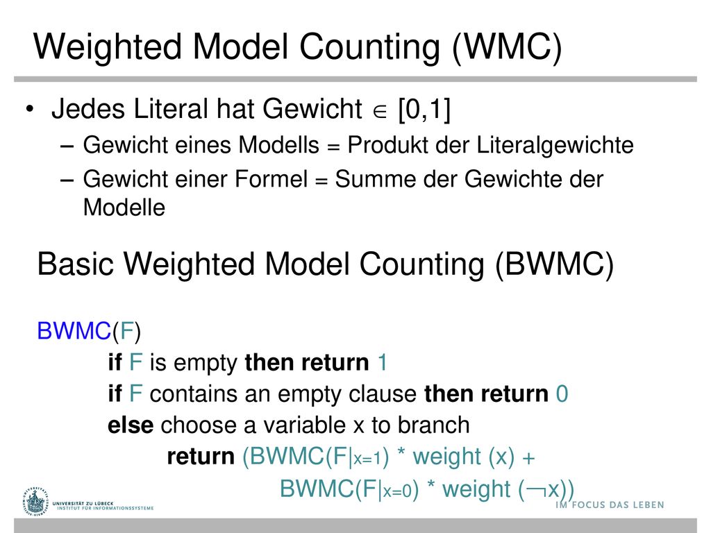 Weighted Model Counting (WMC)