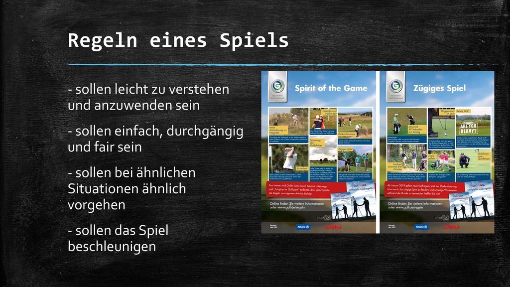 Regeln eines Spiels - sollen leicht zu verstehen und anzuwenden sein
