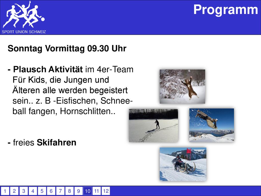 Programm Sonntag Vormittag Uhr - Plausch Aktivität im 4er-Team
