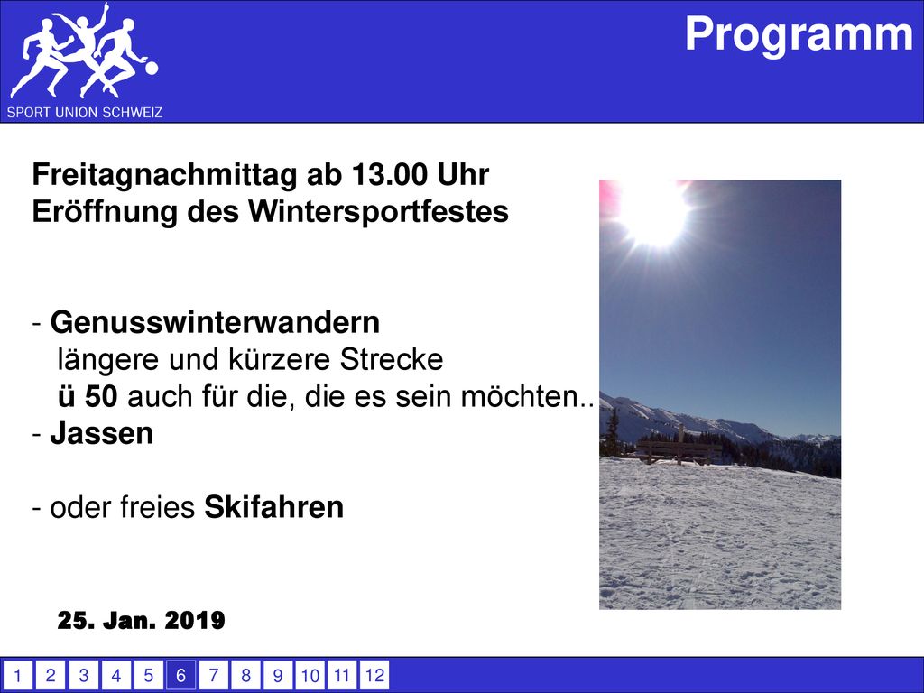 Programm Freitagnachmittag ab Uhr