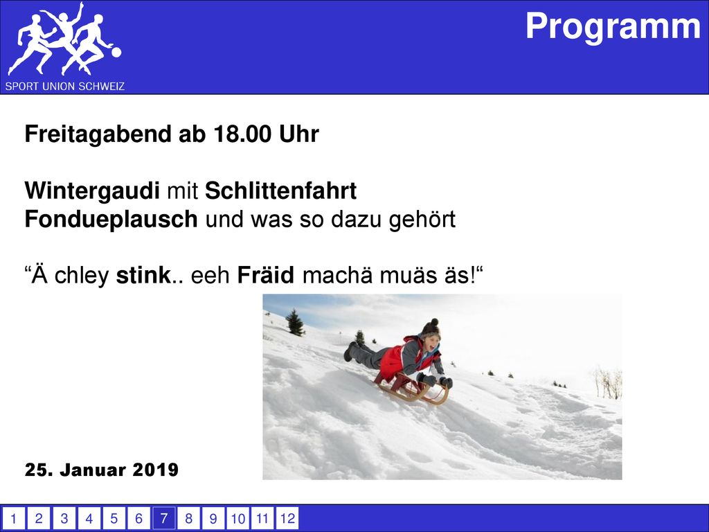 Programm Freitagabend ab Uhr Wintergaudi mit Schlittenfahrt